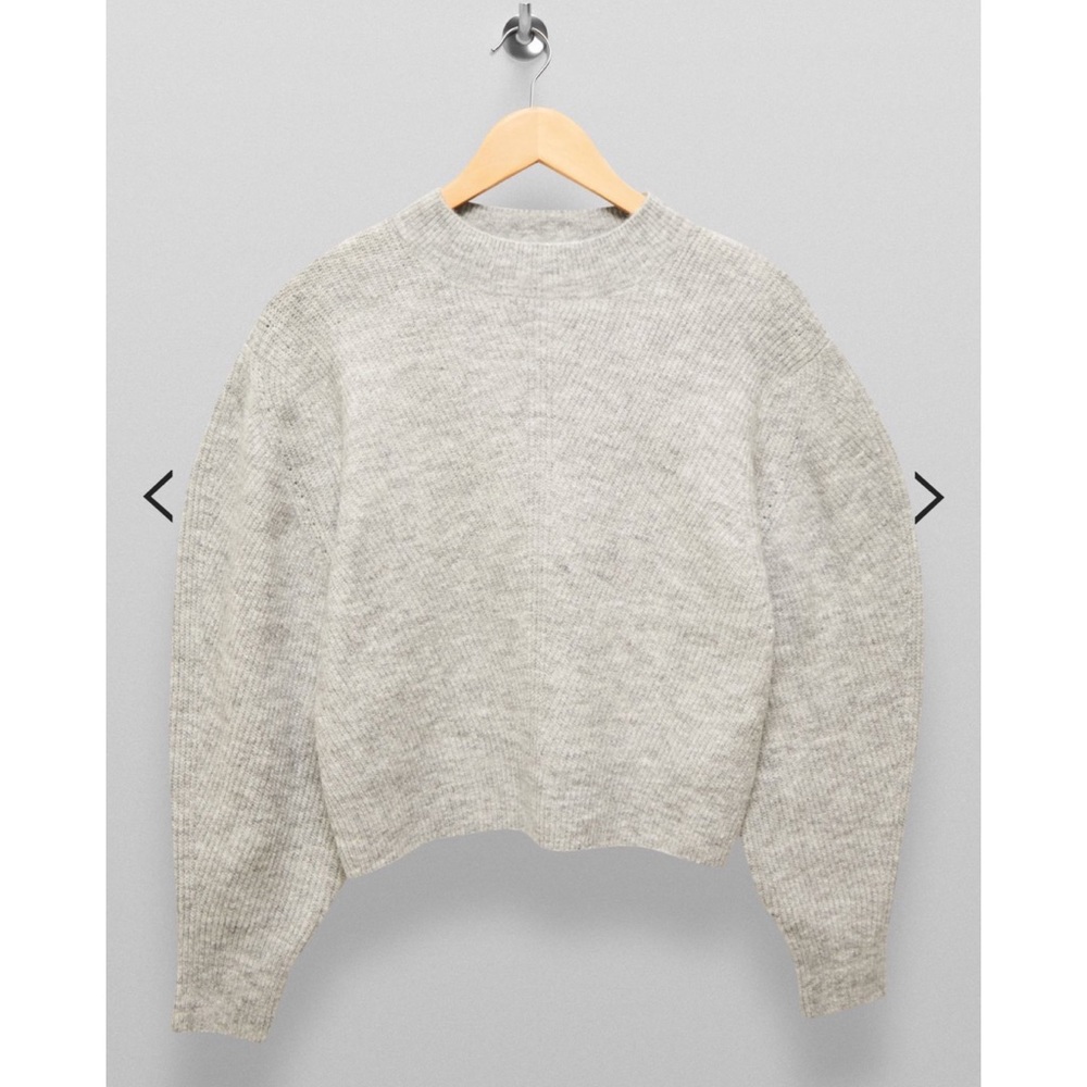 Topshop Grey Chevron Crop Knitted Sweater